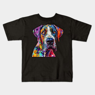 Great Dane Colorfull Pop Art Design For Dog Onwer Kids T-Shirt